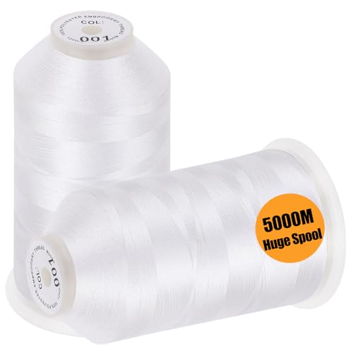 New brothread 2 Huge Spools Embroidery Machine Thread -White - color: White-001