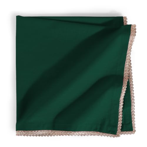 Lace Cloth Napkins, 100% Cotton, 12 Pack, 20x20 Inch, Eden Green/Golden - color: Eden Green/Golden Lace, size: 20" x 20" (Set of 12)