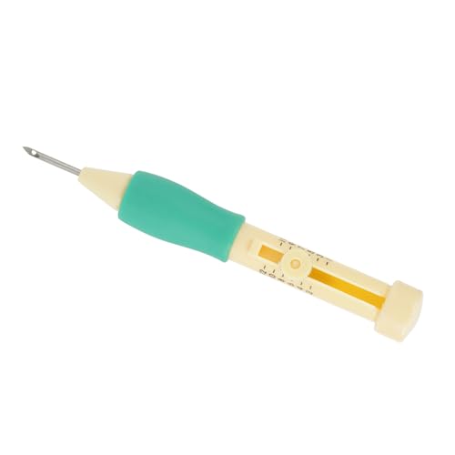Needle Punch Tool, Embroidery Punch Punch Needle Tool Adjustable Needle Length Embroidery Needle Punch with 3 Sizes Needle Pen Kit Tool,Punch Needle Set for DIY Craft(Yellow+Green) - size: Yellow+green