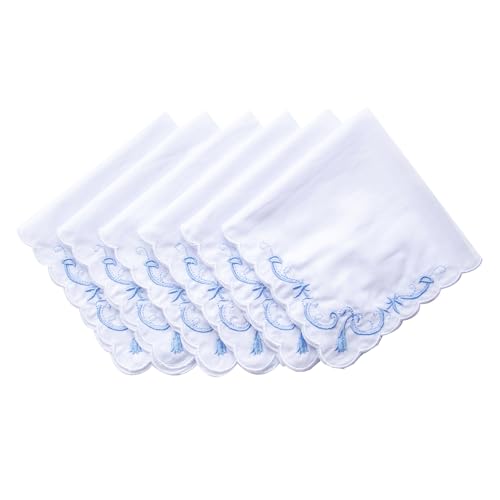6 Pack of Ladies Embroidery Cotton Handkerchiefs Lace Wedding Hankies - color: Zww-w06