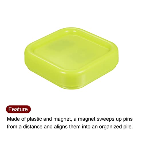 HARFINGTON 2pcs Magnetic Pin Cushion Square Sewing Pin Holder Yellow-Green - color: Yellow-Green