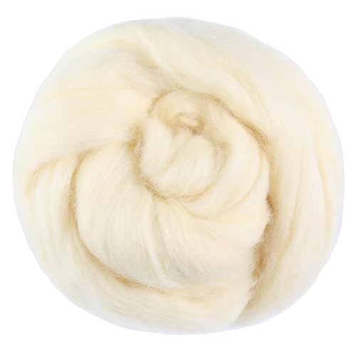 3.53oz Needle Felting Wool Roving Wool for Felting Wool Felting Supplies - color: apricot white