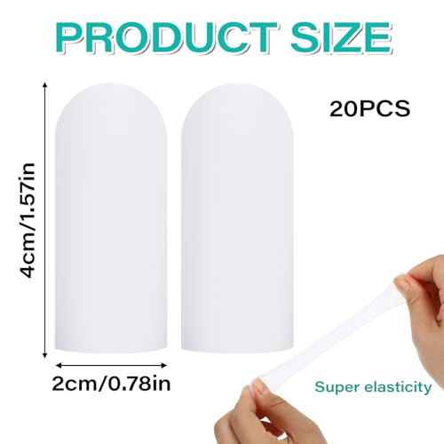 Gel Finger Cots, 20 Pcs Large Size Silicone Finger Protectors Rubber Fingers Tips Protector Covers Fingers Gloves Guard Breathable Fingertip Protector for Cracking Calluses Blisters Protect