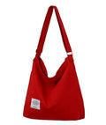 Covelin Women's Retro Large Size Canvas Shoulder Bag Hobo Crossbody Handbag Casual Tote - color: Red