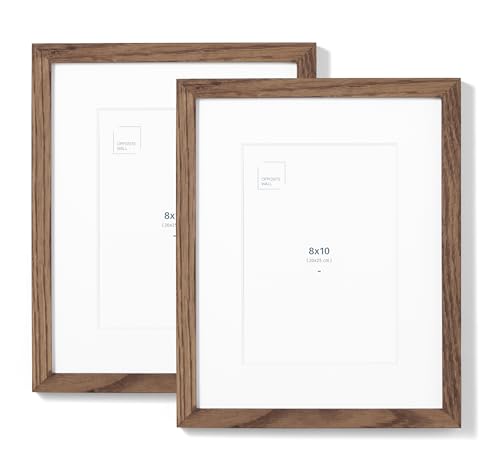 Opposite Wall - Set of 2-8x10 in - Dark Solid Oak Wood Picture Frames with Mat - Wall Hanging & Tabletop Photo Frame - Pictures Display 5x7 with Mat, 8x10 without - Office, Gallery & Home Decor - color: Dark Oak, size: 8x10 in - 2 pk