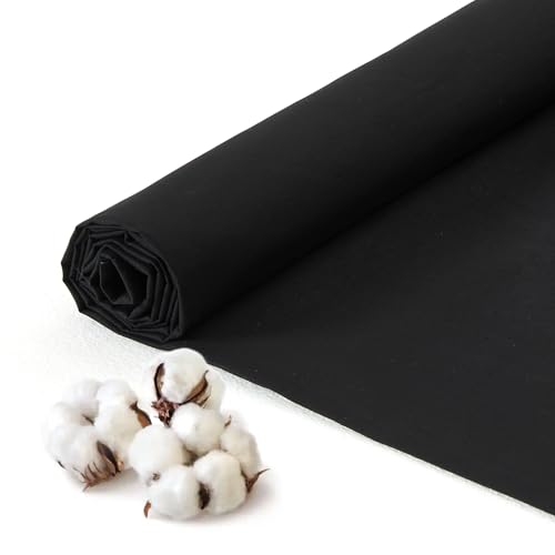 Q&J Fabric Co. 100% Cotton Fabric by The Yard 60'' Wide x 5 Yards,Broadcloth Muslin Fabric Nearly Medium Weight Material for DIY Sewing Apparel Cloth, Quilting, Soft Embroidery Cloth, Garments (Black) - color: Black, size: 5 Yards
