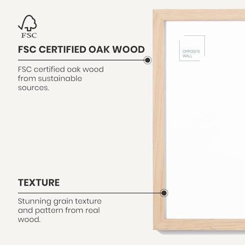 Opposite Wall - 8.5 x 11 in - Natural Solid Oak Wood Picture Frames - Lightweight, Versatile & Shatterproof - Wall Hanging & Tabletop Photo Frame - Office, Gallery & Home Decor - color: Natural, size: 8.5x11 in