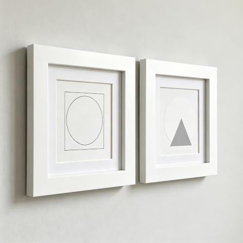 ZXT-parts 5x5 Picture Frames with 4x4 Opening Mat. Set of 2. 5x5 White Square Photo Frame. Solid Wood, Plastic Panel, The Tabletop or The Wall.2 Pack. - size: 5x5 with 4x4 Mat
