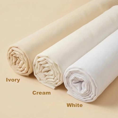 iNee 100% Cotton Fabric for Embroidery, 20 by 60-Inch, Cream - color: Cream