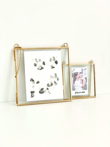 Beedecor Double Glass Frame for Pressed Flowers, Polaroid Photo and Artwork,Hanging Pressed Flower Frames,Wall Decor Clear Floating Frame Display for Kids Art and Memento (Gold, 4x4) - color: Gold, size: 4x4