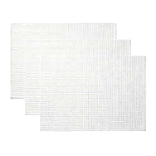 3PCS Cross Stitch Aida Fabric 14 Count, 18x12 Inch White Embroidery Cloth, Blank Needlepoint Canvas for DIY Cross Stitch Crafts