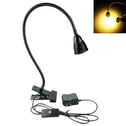 QUANS 5W COB Clip-on Adjustable Gooseneck Warm White LED Desk Reading Light - color: Warm White