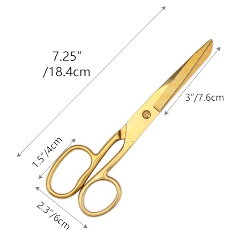 7" Gold Scissors, Sharp Tailor Fabric Craft Office Shears - color: New Gold