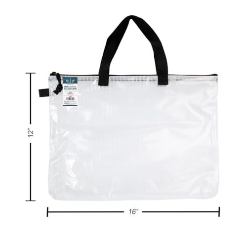 PRO ART Mesh & Vinyl Zipper Bag W/Handle 12x16 - size: 12-inch x 16-inch Mesh Bag with Zipper and Handle