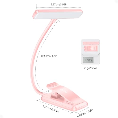 Gritin 19 LED Rechargeable Book Light for Reading in Bed - color: Pink