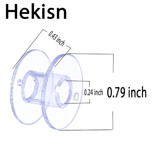 Hekisn Sewing Machine and Embroidery Bobbins, SA156 Bobbins for Brother, Class 15 Transparent Sewing Bobbins (20 Pack)