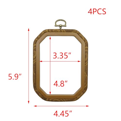 T Tulead Embroidery Hoops Rectangle 5.9"x4.45" Pack of 4 - size: Rectangle, 5.9"x4.92"