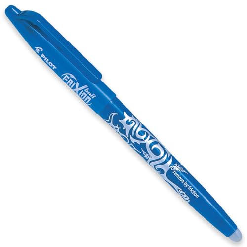 Pilot Frixion Heat/Friction Erasable Rollerball Pen FR7 - Medium Line 0.7mm Tip Nib - Wallet Pack of 1 Pen + 3 Refills (Light Blue) - color: Light Blue
