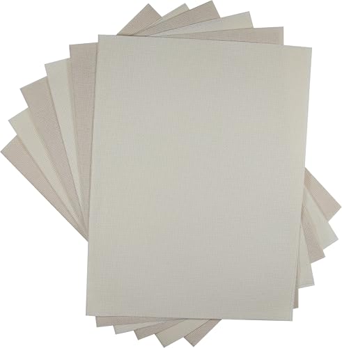 KCS 4/6 pc of 12" x 18" 30cmx45cm 16CT Counted Cotton Aida Cloth Cross Stitch Fabric (Cream+Oatmeal, 6 pc) - color: Cream+oatmeal, size: 6 pc