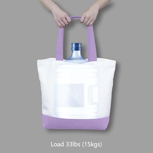 TOPDesign 1-Pack Super Strong Large 12oz Cotton Canvas Tote Bag, Reusable Grocery Shopping Cloth Bag, Fashionable Two-Tone Tote for Crafts, DIY Your Creative Designs - color: Lavender/White