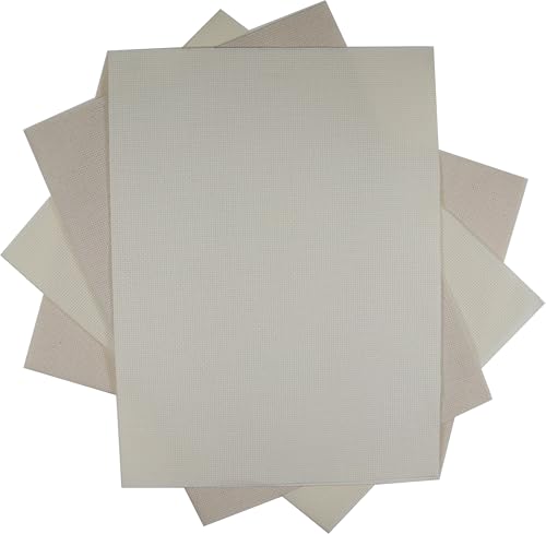 KCS 4/6 pc of 12" x 18" 30cmx45cm 16CT Counted Cotton Aida Cloth Cross Stitch Fabric (Cream+Oatmeal, 4 pc) - color: Cream+oatmeal, size: 4 pc