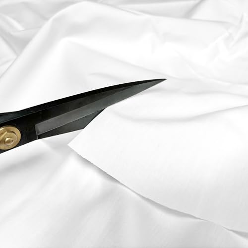 1 Yard White Lightweight Cotton Broadcloth Fabric by the Yard, 3.7 oz - color: White, size: 1 Yard