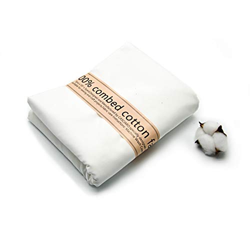 2 Yard White Cotton Fabric,Natural Cotton Poplin Fabric by The Yard, 59 Inches Wide 100% Cotton Fabric,Soft Embroidery Muslin Quilting Material for Sewing Material Apparel Cloth - color: White, size: 2 Yards