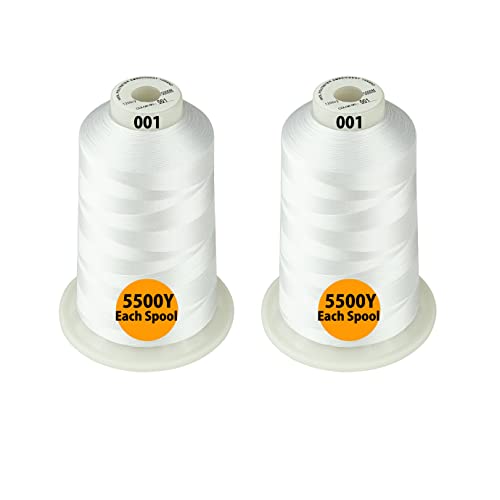 Simthread - 33 Selections - Various Assorted Color Packs of Polyester Embroidery Machine Thread Huge Spool 5500Y for All Purpose Sewing Embroidery Machines - 2White+2Black - color: 2 White + 2 Black
