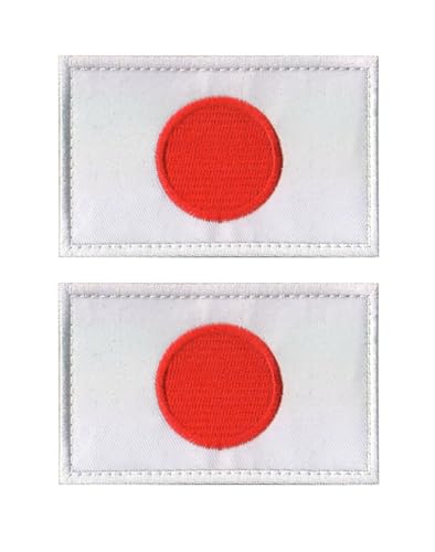 2 PCS Asia Flag Patches Hook and Loop Fastener Embroidered Tactical Military National Asia Patch (Japan) - color: Japan