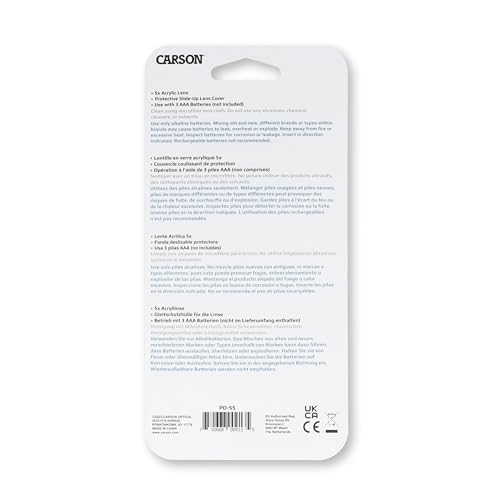 Carson MiniBrite LED Lighted Slide-Out Aspheric Magnifier with Protective Sleeve (PO-55), 5X, Gray - size: Single Pack