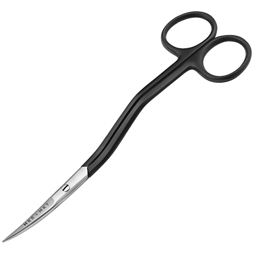 Applique Scissors for Embroidery - Double Curved Handle, 6", Black - color: Black