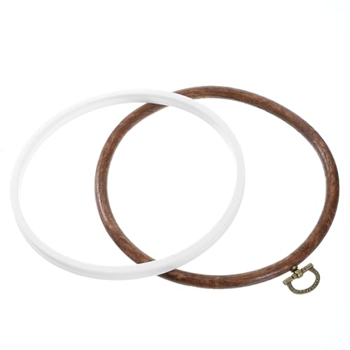 2 PCS Cross Stitch Hoop, 6 Inch Round Embroidery Hoop Frame Imitated Wood Display Frame Embroidery Hoops Circle Cross Stitch Hoops Ring for Art Craft Sewing Hanging Ornaments Decoration