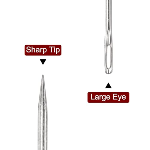 HARFINGTON 10pcs 6 Inch Upholstery Needles Large Eye Stitching Needles Stainless Steel Straight Hand Sewing Needles for Home Hand Sewing Leather Tapestry Embroidery Tufting Webbing Carpet - size: 6 Inch