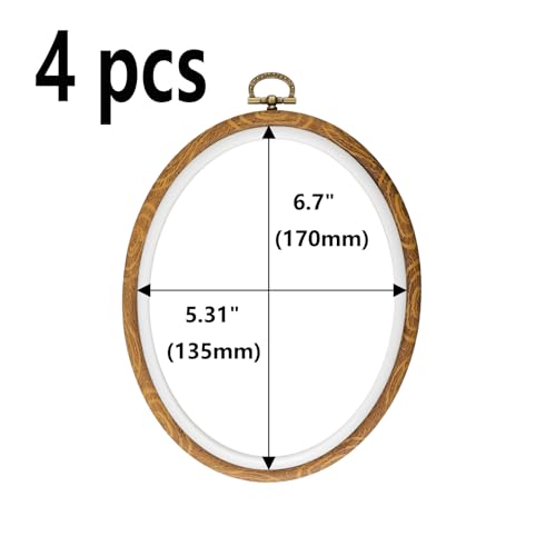 Semetall 4pcs Oval Embroidery Hoops 6.7"x5.31" Inch
