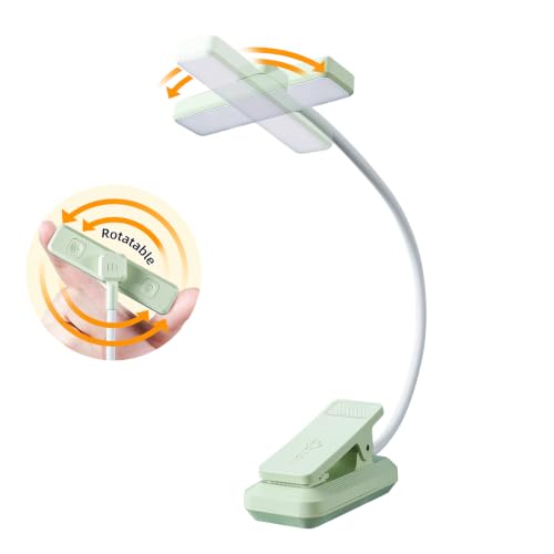 VAVOFO 24 LEDs Rotatable Book Light, Rechargeable Clip Reading Lamp - color: Avocado Green