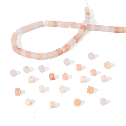 BEADIA Natural Pink Aventurine Square Stone Beads 4x4mm 85pcs Cube Loose Semi Gemstone Beads for Jewelry Making Design - color: Pink Aventurine