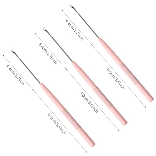 NEWISHTOOL Stainless Steel Hair Extension Loop Pulling Needle Hook Threader - color: Pink, size: Pulling Hook
