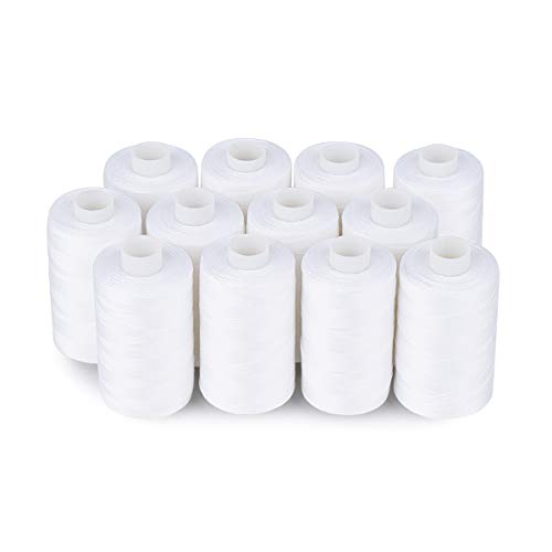 Simthread All Purposes Cotton Quilting Thread 50s/3 Thread for Piecing Sewing etc - 550 Yards Each (12 White) - color: 12 White