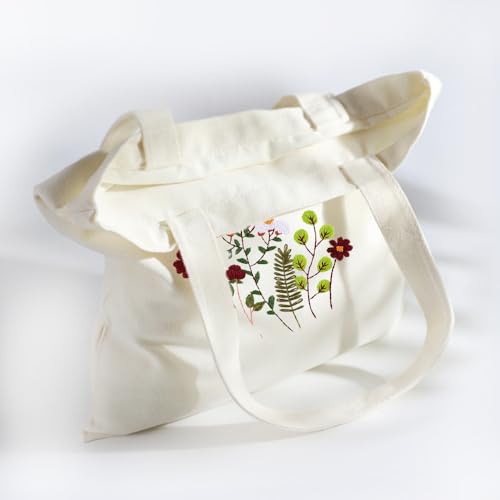 Huacan Embroidery Canvas Bag Kits for Adults Beginner Stamped Flowers Pattern DIY Cross Stitch Printed Flower Stitching Sewing Kit - color: Flower 5