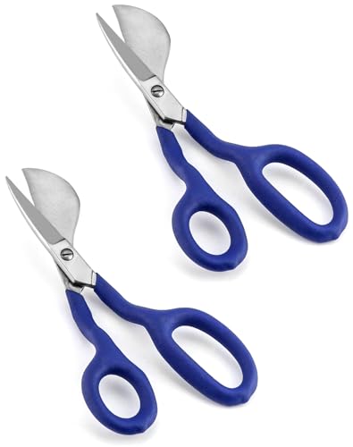 QWORK Duckbill Shears, 7 in Duckbill Applique Scissors, for Carpet Pile, Carpet Punch - Blue, 2 Pack - size: 2 Pcs