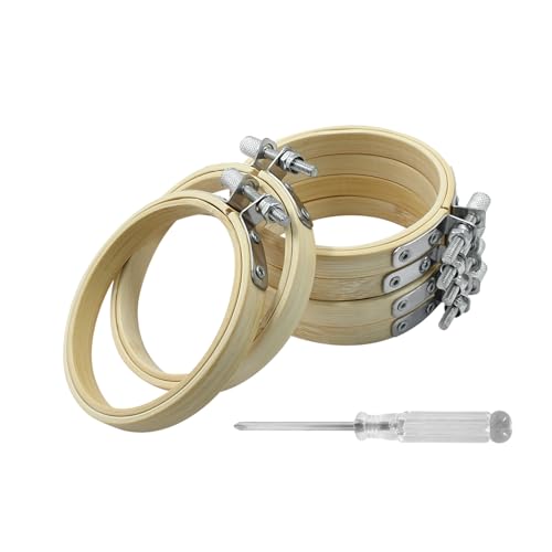 Biaungdo 3 Inch Round Wood Embroidery Hoops, 6 Pieces - style: 3 inch