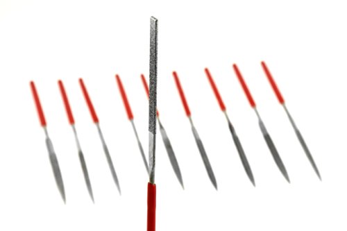 SE 73810DF 10-Piece Mini Diamond Needle File Set, 150 Grit - Assorted Shapes, 3-1/4" Length - Ideal for Jewelers, Wood, Stone, Glass, Gemstones