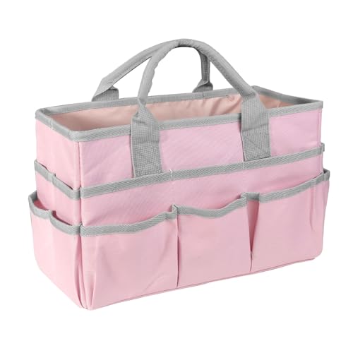 Teacher Handle Tote Bag Organizer ,Tote Bag Organization for Crafts,Art,Paper,Books ,School,Sewing,Travel with Handles,Ofiice Supplies StorageTote Bag Organization for Crafts,Art,Paper,Books (Pink)