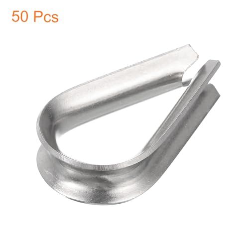 uxcell 50Pcs M5 Stainless Steel Thimble for 3/16" Dia Wire Rope, Wire Rope Cable Thimbles Rigging for Marine, Sunshade Sail, Fence - size: M5
