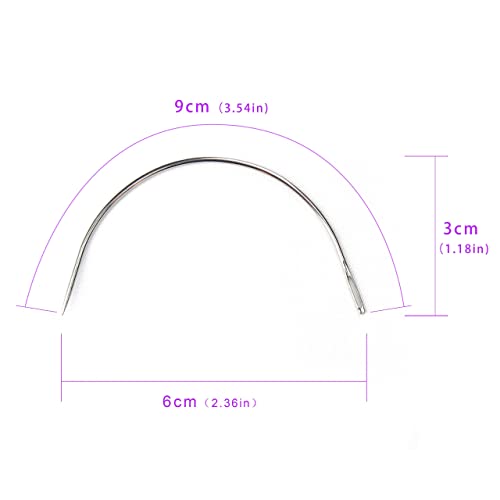 Ryalan Weaving Needle Combo Deal 3 Thread with Needle for Making Wig Sewing Hair Weft Hair Weave Big Medium and Small C Shape Curved Needle with J I Needle (10 Needle, 3 Thread Black, Brown, Blonde) - color: Black Brown Blonde
