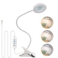 Rosvola 10X Magnifying Glass, Clip on Desk Lamp, Magnifier Lamp with Clamp, 3 Color Modes Adjustable, Flexible Gooseneck LED Desk Lamp Hands for Craft Reading Painting
