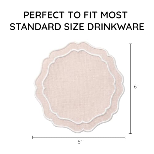 Linen Coasters for Drinks, Set of 6, 6 inch, Pink - color: 1247 - Pink, size: 6 inches