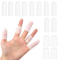 14 Pcs Silicone Finger Protectors, Waterproof Gel Thumb Small Finger Cot Protectors Stall Fingers Covers Shields Provide Relief for Fingers Cracking, Writing, Wounds (2 Size, White)