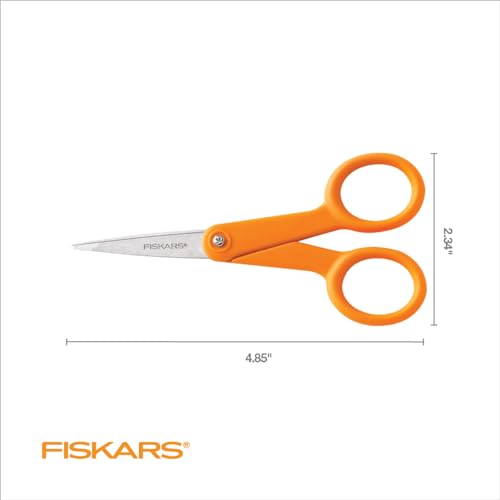 Fiskars 5" Orange-Handled Micro-Tip Fabric Scissors, No. 5 - size: 5”, style: Double Loop Handle