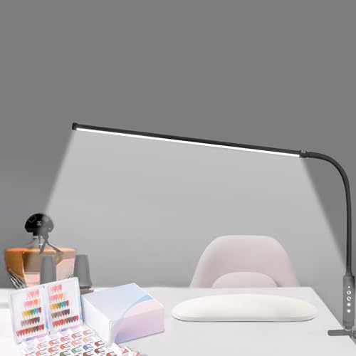 CGBE Nail Light for Desk, 23.6" Nail Desk Lamp with 360° Flexible Gooseneck - color: Black-Clip